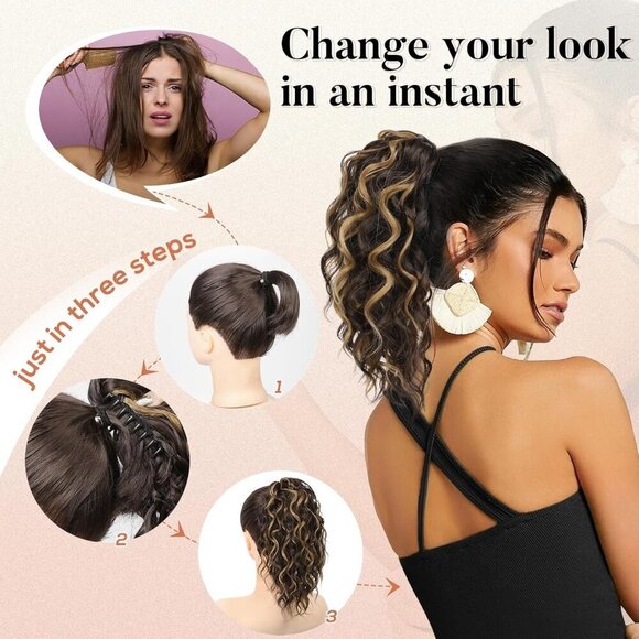 Ponytail Extension Wavy Curly Synthetic Hairpiece 12\